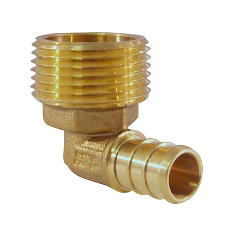 1/2 In. Brass PEX Barb X 3/4 In. Male Pipe Thread Adapter 90-Degree Elbow